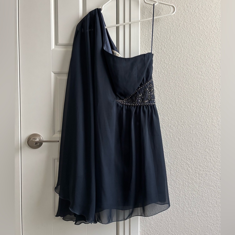 NWT Free People one shoulder sleeve mini dress with beaded waist detail (size 4)